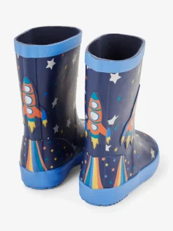 Jojo Maman Bébé Bleu marine motif fusée - Bottes de pluie unies Sale