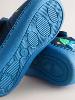 Next - Chaussons Cupsole doublés chauds Bleu marine motif fusée Sale