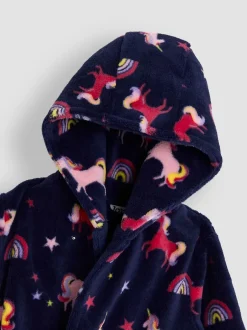 Jojo Maman Bébé - Peignoir Bleu marine motif licorne