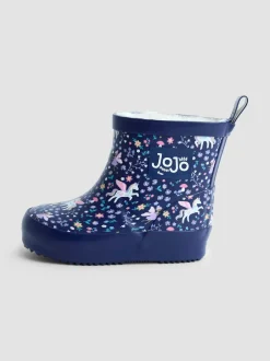 Jojo Maman Bébé - Bottes de pluie courtes confortables à imprimé Bleu marine motif licorne Best