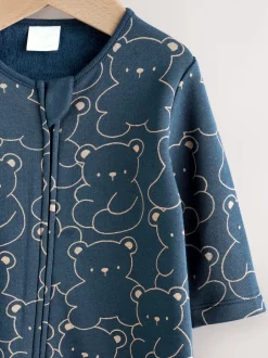 Next Bleu marine motif ours - Dors-bien pour bébé avec doublure en polaire New