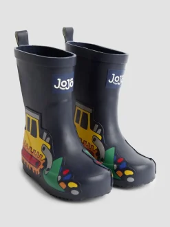 Jojo Maman Bébé Bleu marine motif pelleteuse - Bottes de pluie unies Best