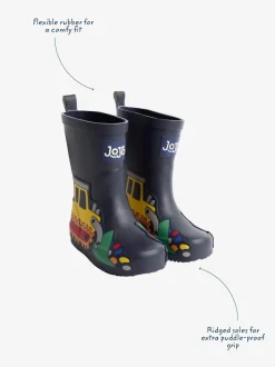 Jojo Maman Bébé Bleu marine motif pelleteuse - Bottes de pluie unies Best