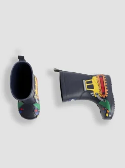 Jojo Maman Bébé Bleu marine motif pelleteuse - Bottes de pluie unies Best