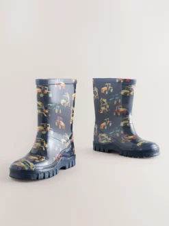 Next Bleu marine motif pelleteuse - Bottes de pluie New