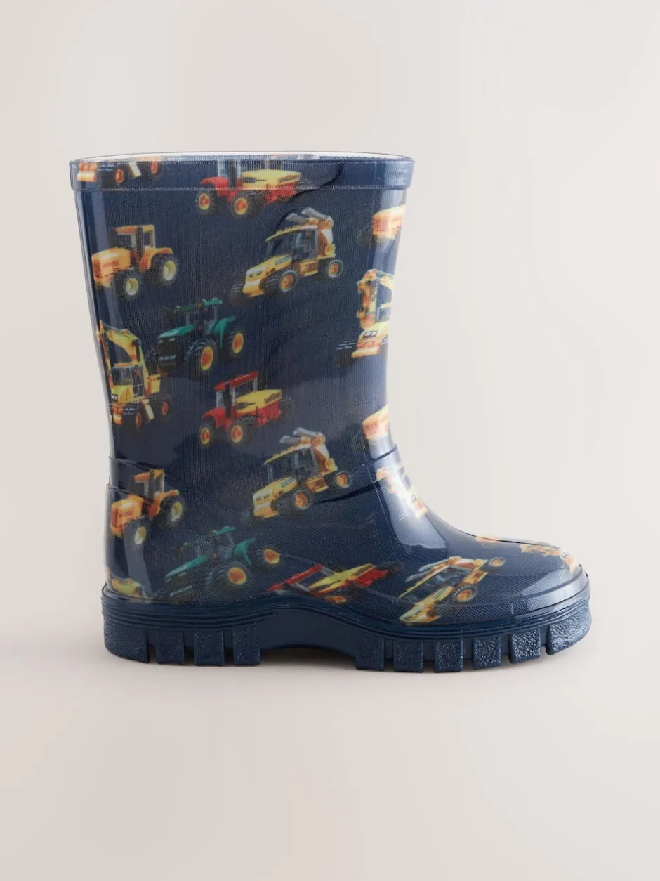 Next Bleu marine motif pelleteuse - Bottes de pluie New
