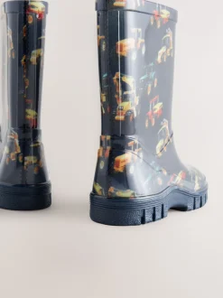 Next Bleu marine motif pelleteuse - Bottes de pluie New