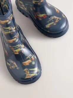 Next Bleu marine motif pelleteuse - Bottes de pluie New