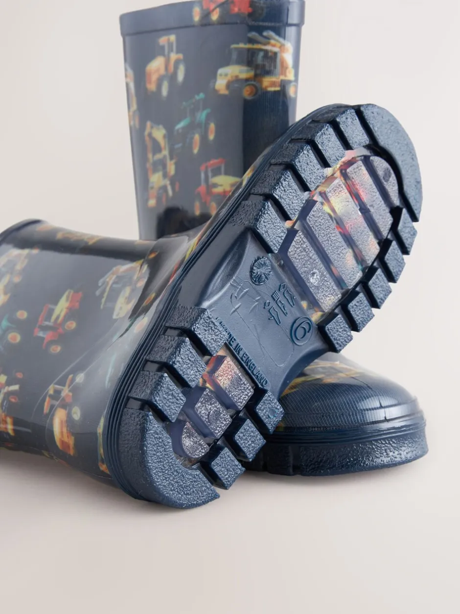 Next Bleu marine motif pelleteuse - Bottes de pluie New