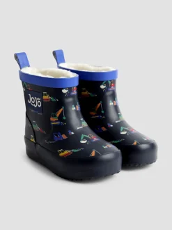 Jojo Maman Bébé Bleu marine motif pelleteuse - Bottes de bien-être courtes doublées et confortables New