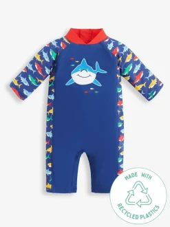 Jojo Maman Bébé Bleu marine motif requin - UPF 50 1-Pieces Combinaison de protection solaire