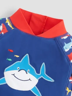 Jojo Maman Bébé Bleu marine motif requin - UPF 50 1-Pieces Combinaison de protection solaire