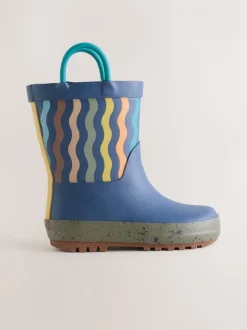 Next - Bottes de pluie à poignée Bleu marine rayé Clearance