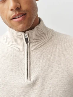 Next Bleu marine/avoine - Lot de 2 pulls N. Premium 100% coton Coupe classique Premium Quarter Zip