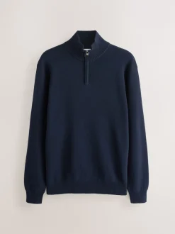 Next Bleu marine/avoine - Lot de 2 pulls N. Premium 100% coton Coupe classique Premium Quarter Zip