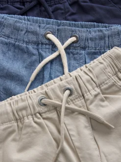 Next Bleu marine/Beige Sable/Chambray bleu - Short à enfiler 3 Pack (3mois-7ans)