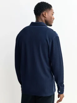 Next Bleu marine/blanc - Chemise rayée en jersey Manches courtes New