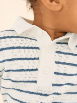 Next Bleu marine/blanc - Polos Col boutonné en maille 100% coton (3mois-7ans) Online