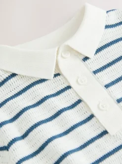 Next Bleu marine/blanc - Polos Col boutonné en maille 100% coton (3mois-7ans) Online