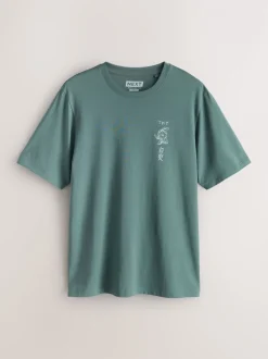 Next - Ajustement régulier - T-shirt Graphic Imprimé 3 Pack Bleu marine/Blanc Écru/Bleu canard Online