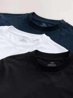 Next Bleu marine/blanc/noir - Lot de 3 t-shirts Muscle Fit Essential Sale