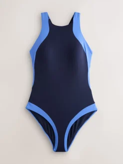 Next Bleu marine/bleu - Maillot de bain dos nu à col montant pour le contrôle du ventre