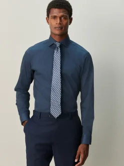 Next Bleu marine/bleu géométrique - Ensemble chemise et cravate Online