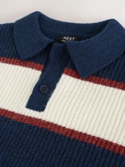 Next Bleu marine/bordeaux - Polo de rugby à rayures en maille (3mois7ans) Clearance
