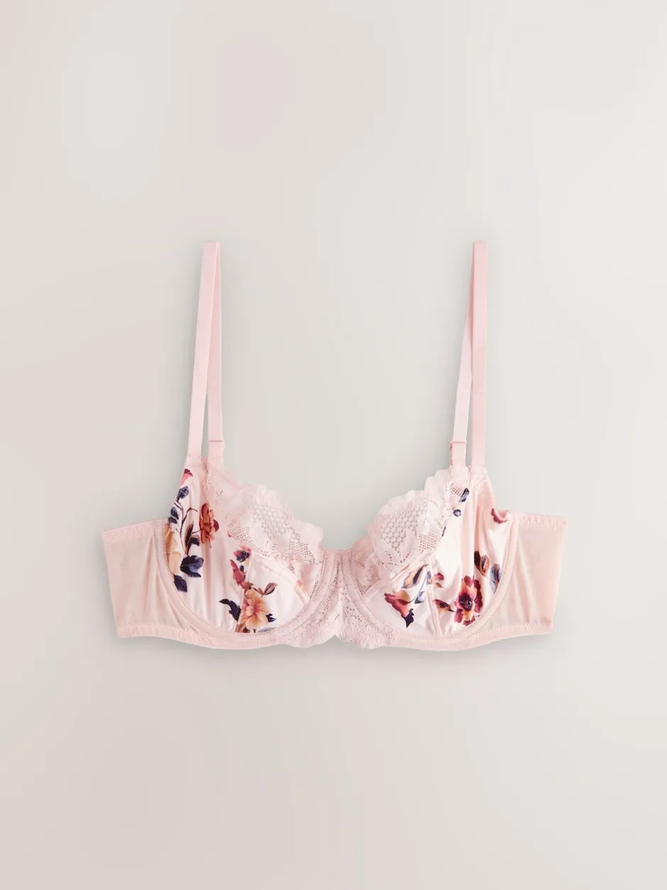 Next Bleu marine/Crème Fleuri - Soutien-gorge à bonnets entiers sans coussinets