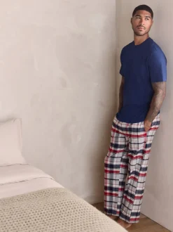 Next Bleu marine/gris - Ensemble pyjama tissé à carreaux à manches courtes Clearance