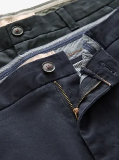 Next Bleu marine/Gris Charcoal - Ajustement droit - Pantalon chino extensible 2 Pack Clearance