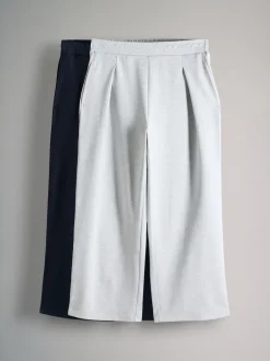 The Set Bleu marine/gris chiné - lot de 2 pantalons épais en jersey plissé sur le devant New