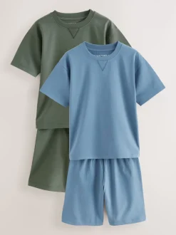 Next Bleu marine/gris uni - 100Pyjama court en coton % 2 Lot (3-16ans) Discount