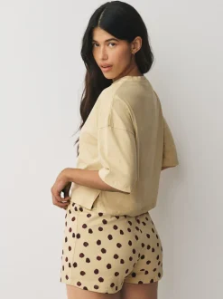 Next Bleu marine/jaune à pois - Ensemble de 2 pyjamas shorts