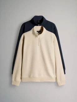 The Set Bleu marine/marron - lot de 2 Sweat-shirts à col zippé Online