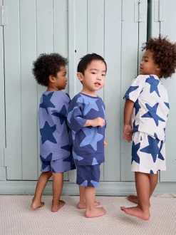 Next Bleu marine/étoiles blanches - Pyjama court 3 Pack (9mois-12ans) Outlet