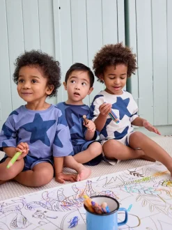 Next Bleu marine/étoiles blanches - Pyjama court 3 Pack (9mois-12ans) Outlet