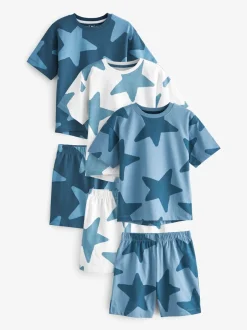 Next Bleu marine/étoiles blanches - Pyjama court 3 Pack (9mois-12ans) Outlet