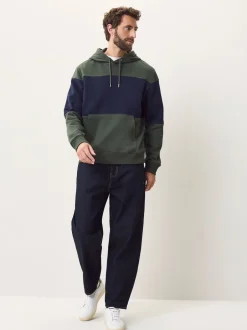 Next Bleu marine/vert kaki - Sweat à capuche à enfiler - Sweat-shirt color block Best