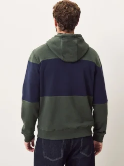 Next Bleu marine/vert kaki - Sweat à capuche à enfiler - Sweat-shirt color block Best