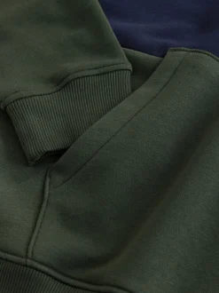 Next Bleu marine/vert kaki - Sweat à capuche à enfiler - Sweat-shirt color block Best