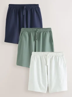 Next Bleu marine/vert/gris glace - Lot de 3 shorts Loopback doux au toucher Best