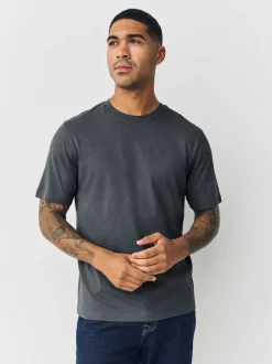 Next - Ajustement régulier - Lot de t-shirts essentiels en coton 6 Bleu marine/vert/rouge bordeaux/jaune/ardoise/bleu Hot