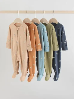 Next Bleu minéral - Lot de 5 dors-bien bébé avec fermeture éclair bidirectionnelle 100 % coton (0mois-2ans) Outlet