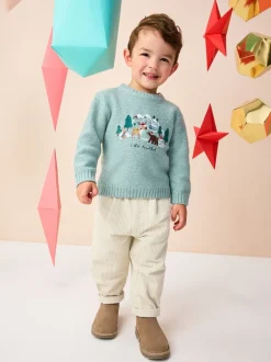 Next - Pull de Noël en maille (3 mois-7 ans) Bleu minéral Clearance