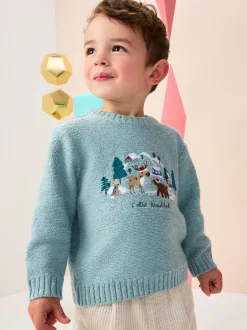 Next - Pull de Noël en maille (3 mois-7 ans) Bleu minéral Clearance
