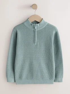 Next Bleu minéral - Pulls à encolure zippée texturé en maille (3-16ans) Outlet