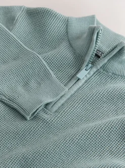 Next Bleu minéral - Pulls à encolure zippée texturé en maille (3-16ans) Outlet