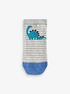 Next - Paquet de chaussettes de sport en coton riche 7 Bleu motif dinosaure New