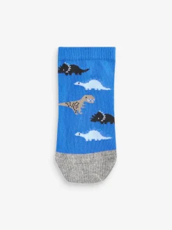 Next - Paquet de chaussettes de sport en coton riche 7 Bleu motif dinosaure New